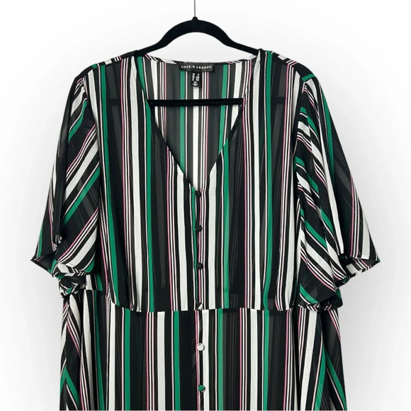 Love & Legend Striped Chiffon High Low Dress  4X - Picture 3 of 7
